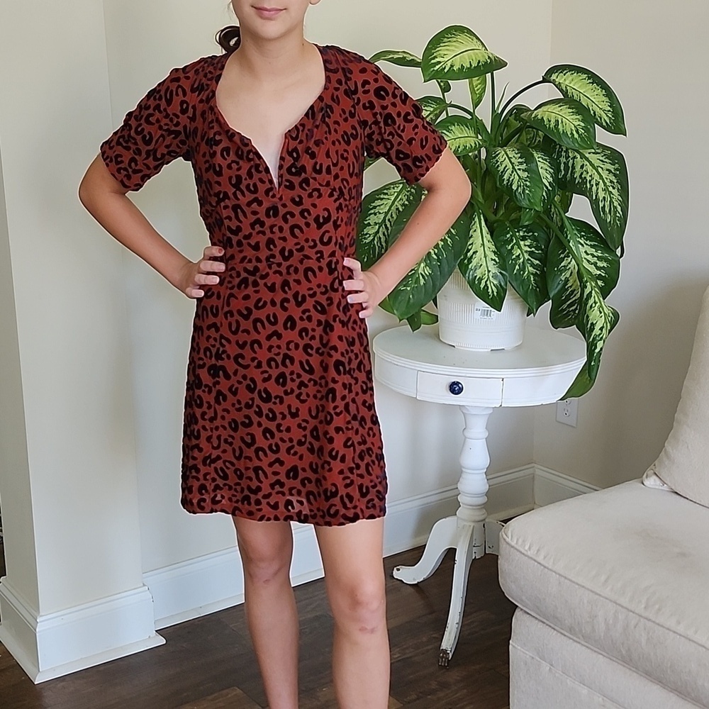 NWT BUDDY LOVE DAKOTA RUST DRESS LEOPARD PRINT SMALL